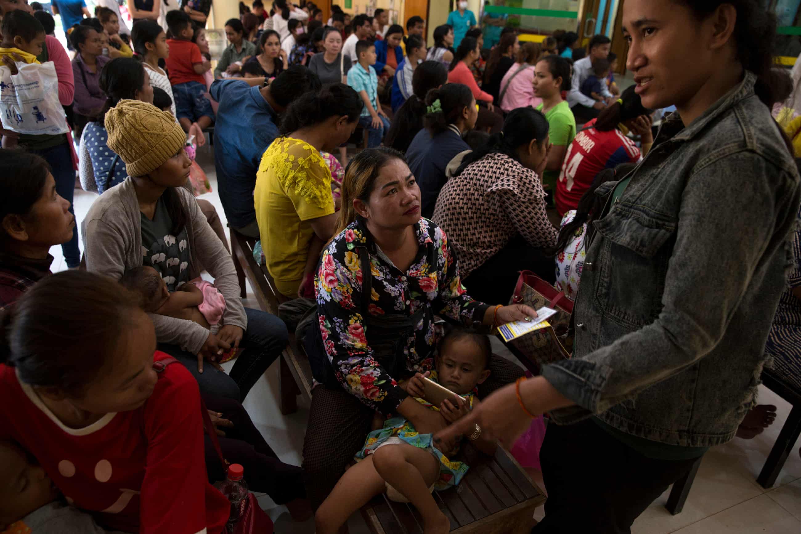 Families at Angkor hospital for children in Siem Reap in north-west Cambodia