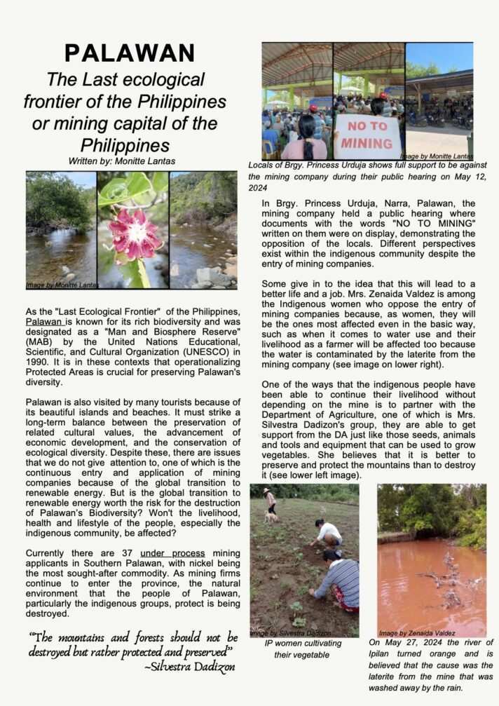 Graphic 4: Story entitled, "Palawan: The Last Ecological Frontier of the Philippines or Mining Capital of the Philippines" by Monitte O. Lantas