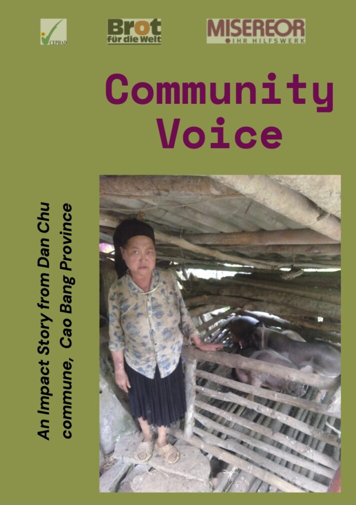 Graphic 3: A leaflet cover about "An Impact Story from Dan Chu commune, Cao Bang Province" by Nguyen Thu Thuy