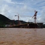 Bridge construction on the Mekong in Luang Prabang Province. The bridge will be a part of the Vientiane–Boten railway.